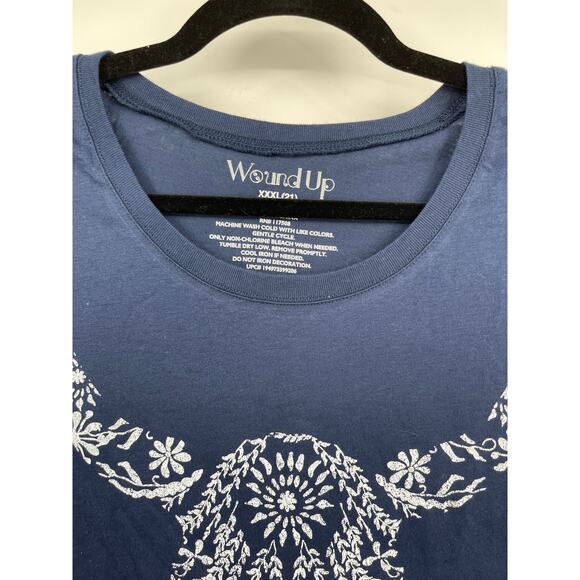 Wound Up Blue Western Rodeo Graphic TShirt Short Sleeve Juniors Womens 3XL NEW - Picture 5 of 8